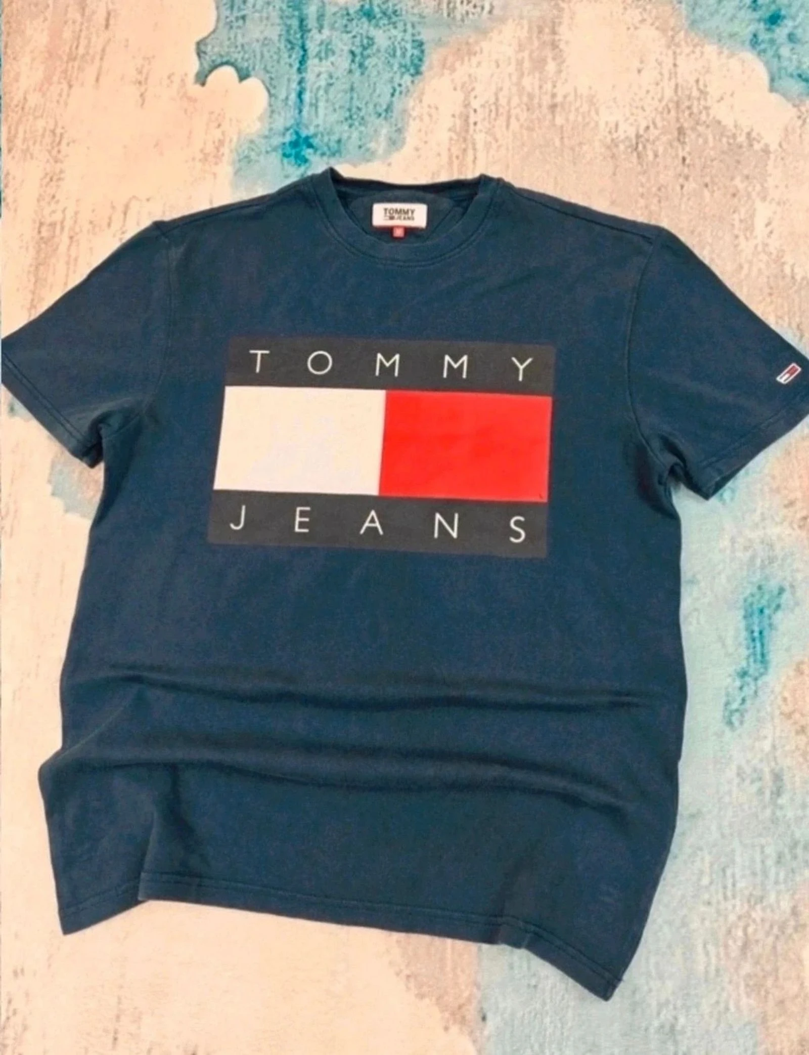 Tommy Hilfiger Tommy Jeans Logo T-Shirt Flag Graphic Streetwear Retro Vintage y2k old moneyNavy Blue – photo 3
